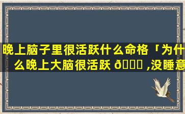 晚上脑子里很活跃什么命格「为什么晚上大脑很活跃 🐅 ,没睡意」